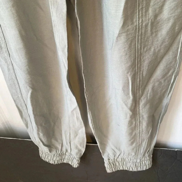 ZARA Khaki High-Waist Tapered Leg Jogger Pants Womens S Pockets Elastic Waist - Picture 4 of 5
